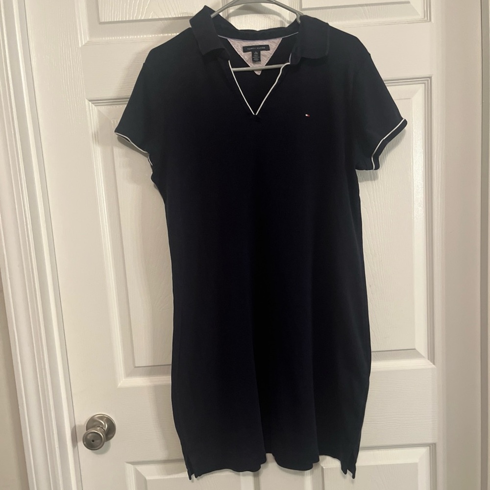 Tommy Hilfiger Dark Blue Polo Dress with White Accents